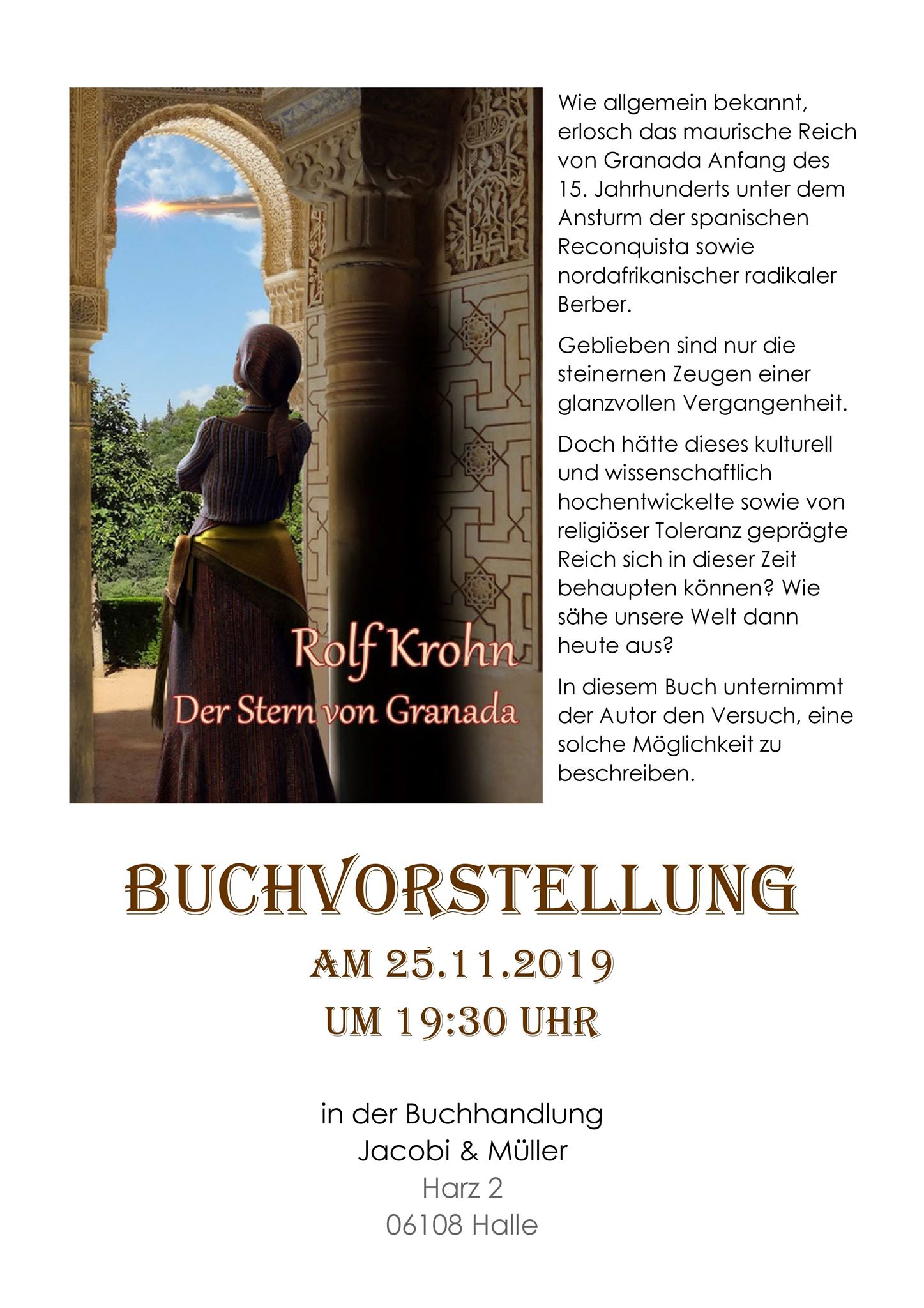 Rolf Krohn liest in Halle aus "Der Stern von Granada"